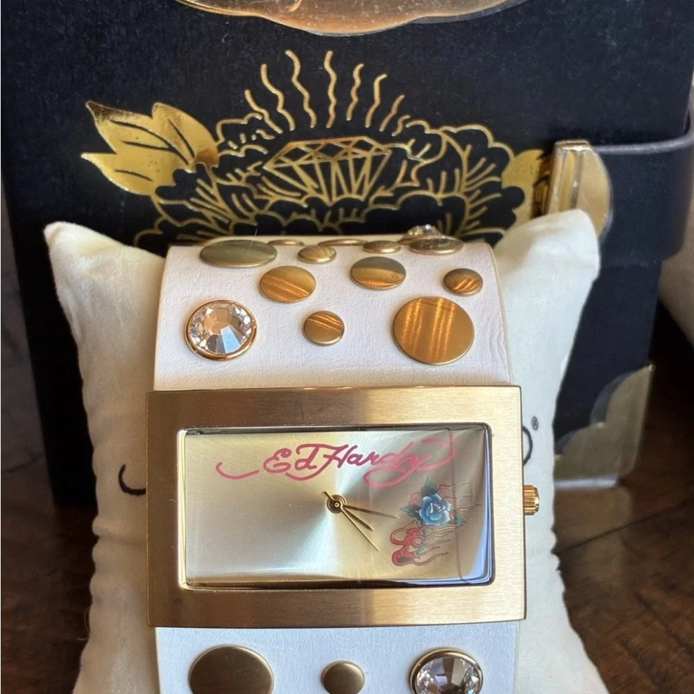 Ed Hardy Gold and White Smartwatch